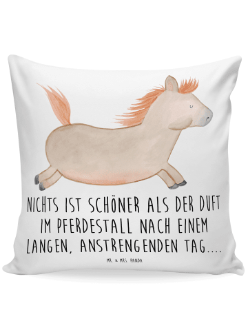 Mr. & Mrs. Panda Kissen 40x40 Pferd Springen mit Spruch in Weiß