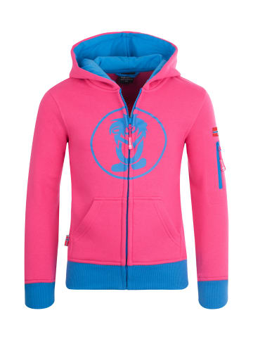 Trollkids Hoodie Pullover mit Kapuze "Sortland" in Himbeere/Blau