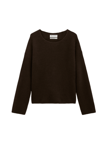 Marc O'Polo Lässiger Strickpullover mit weitem Ausschnitt in Burnt Coffee
