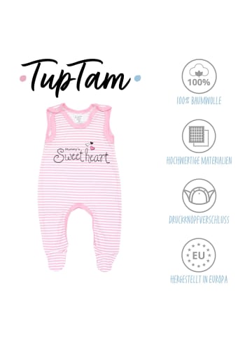 TupTam Baby Mädchen Strampler mit Fuß 3er Pack in grau/rosa
