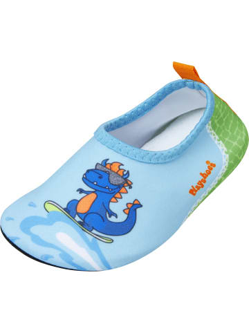 Playshoes Barfuß-Schuh Dino in Blau/Grün