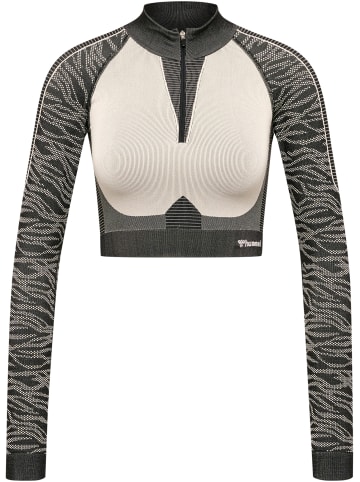 Hummel Sweatshirt Mit Kurzem Reißverschluss Hmlmt Mila Seamless Crop Half Zip in BLACK/CHATEAU GREY