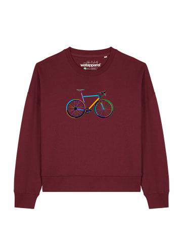 wat? Apparel Sweatshirt Fahrrad by night in Weinrot