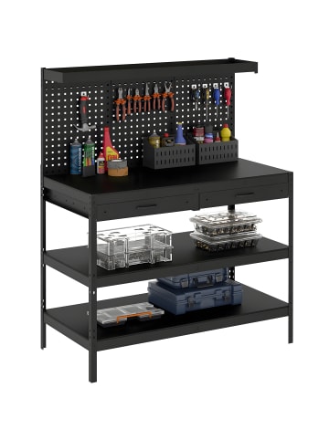 HOMCOM Werkbank in Schwarz 122L x 61B x 156H cm