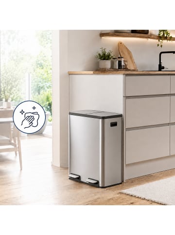 relaxdays Mülleimer in Silber - 2x 30 l