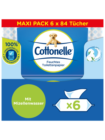 Cottonelle Feuchtes Toilettenpapier Sauber Pflegend Maxi-Pack 6 x 84 Tücher