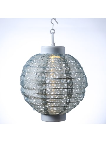 MARELIDA LED Solar Lampion mit Muster in grün - H: 23cm