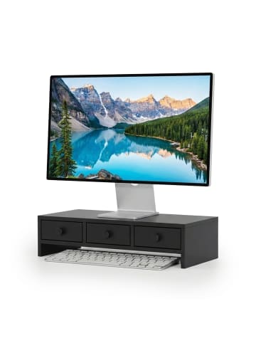 relaxdays Monitorständer in Schwarz - (B)51 x (H)12,5 x (T)24 cm