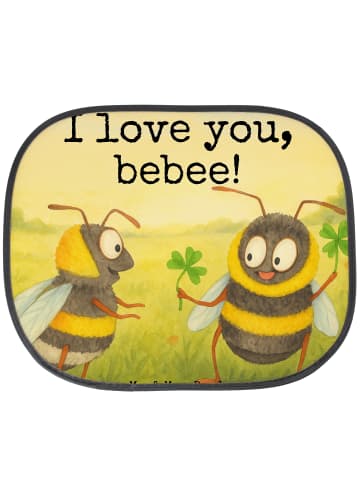 Kfz Sonnenschutz Bienen Paar Design mit Spruch in Weiß