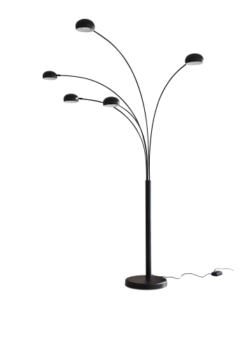 SalesFever Bogenleuchte 205 cm 5-flammig dimmbar mit beweglichen Armen in Schwarz