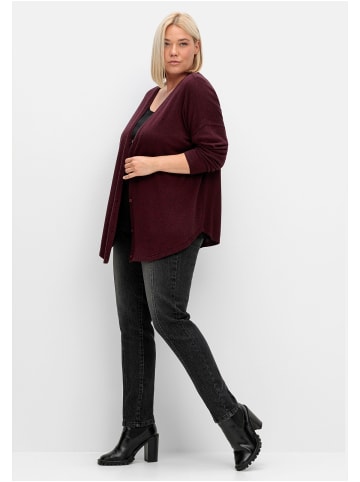 sheego Strickjacke in bordeaux meliert