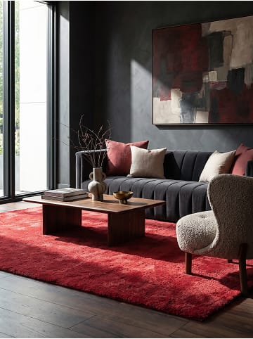 KADIMA DESIGN Läufer Uni rutschhemmend weich wohnlich Wohnzimmer Schlafzimmer in Rot
