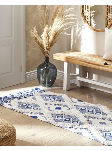 Beliani Kurzflor MANAVGAT in Beige/Blau - (W) 80 x (H) 1.2 x (L) 200 cm