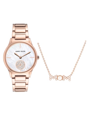 Anne Klein Quarzuhr Geschenksets in weiß perlmutt / rosegold