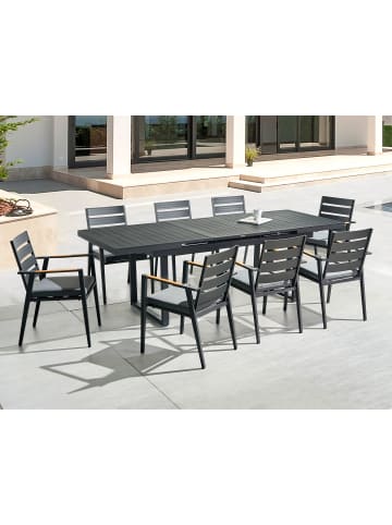 Beliani 17-tlg Gartentisch Set VALCANETTO/TAVIANO in Schwarz/Grau/Braun