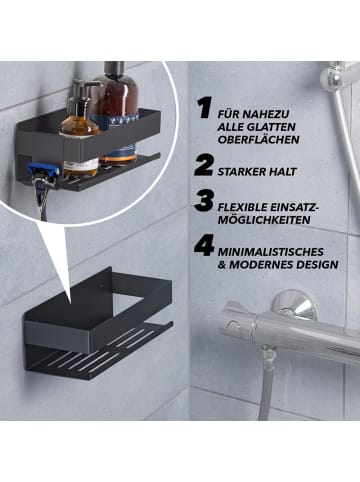 Benkstein BENKSTEIN Dusch-Organizer zum Kleben oder Bohren - für Shampoo, Duschgel und Co