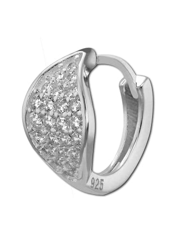 SilberDream 925er Sterling Silber, glanz Damen Creolen Blatt Ohrring ca. 14mm