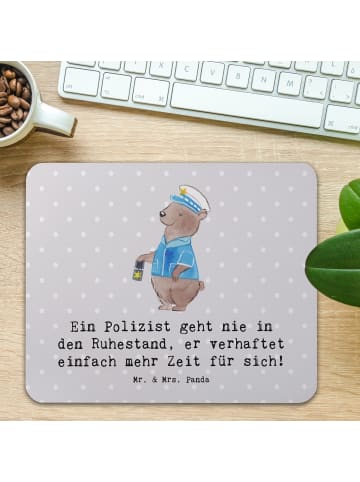 Mr. & Mrs. Panda Mauspad Polizist Ruhestand mit Spruch in Grau Pastell