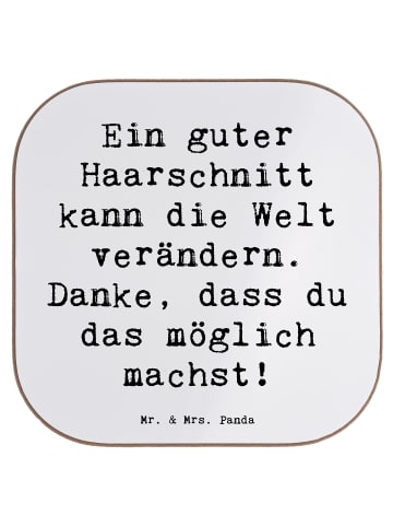 Mr. & Mrs. Panda Flaschenuntersetzer Spruch Friseur Wunder mit S... in Weiß