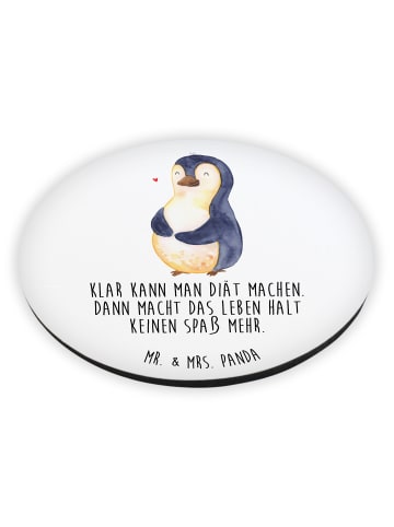 Mr. & Mrs. Panda Rund Magnet Pinguin Diät mit Spruch in Weiß