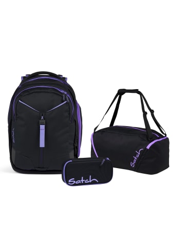 Satch Schulrucksack-Set MATCH Purple Phantom 3-teilig in Schwarz