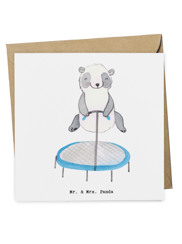 Mr. & Mrs. Panda Deluxe Karte Panda Trampolin springen ohne Spruch in Weiß