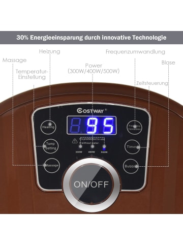COSTWAY Fußbad Massagegerät in Braun