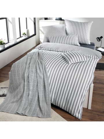 Erwin Müller Mako-Single-Jersey Wendebettwäsche in silber-weiß