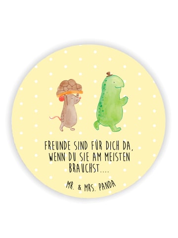 Mr. & Mrs. Panda Rund Magnet Schildkröte Maus mit Spruch in Gelb Pastell