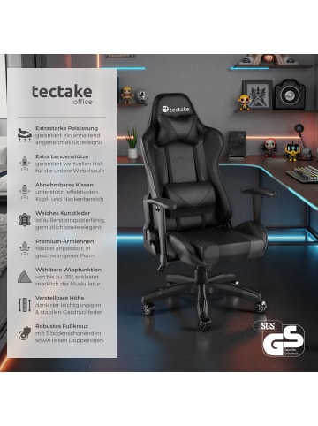 tectake Racing Gaming Stuhl Twink Belastbarkeit 120 kg, schwarz