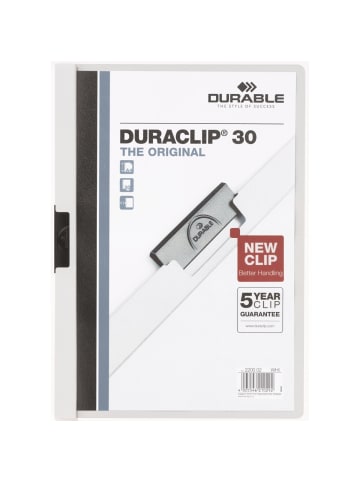 Durable Klemmmappe Duraclip 30 weiß Packung mit 5 Stück