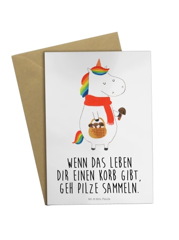 Mr. & Mrs. Panda Grußkarte Einhorn Pilz mit Spruch in Weiß