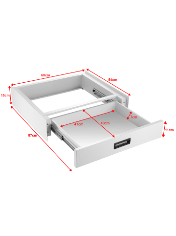 en.casa Verbindungsrahmen mit Schublade in Weiß (H)15cm