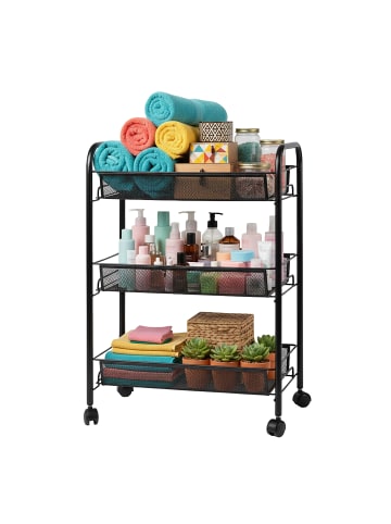 relaxdays Rollwagen in Schwarz - (B)43,5 x (H)62,5 x (T)26 cm