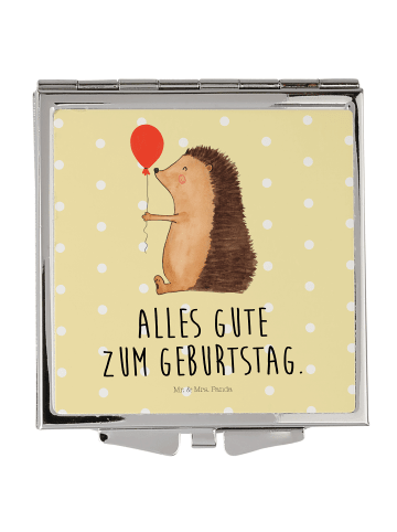 Mr. & Mrs. Panda Taschenspiegel Igel Luftballon mit Spruch in Gelb Pastell