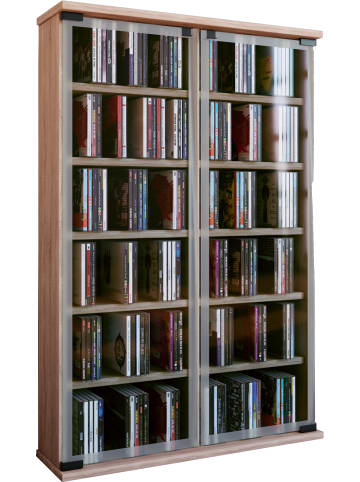 VCM  Holz CD DVD Stand Regal Schrank Galerie Glastür in Sonoma-Eiche (Sägerau)