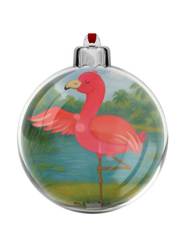 Mr. & Mrs. Panda Weihnachtskugel Kunststoff Flamingo Yoga Design... in Weiß