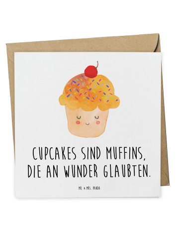 Mr. & Mrs. Panda Grußkarte Cupcake mit Spruch in Weiß