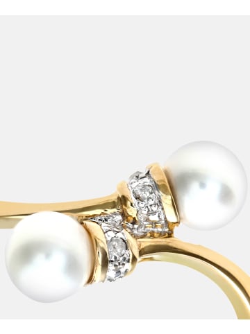 Diamant L'éternel Ring aus 375 Gelbgold mit Diamant mit Perle