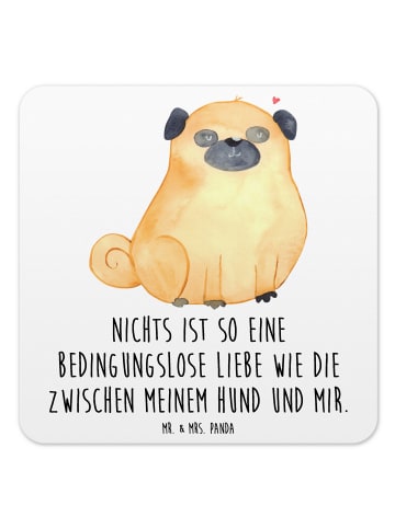 Mr. & Mrs. Panda Untersetzer Mops mit Spruch in Weiß