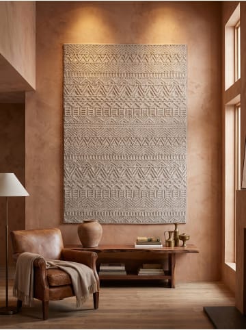 KADIMA DESIGN Flachgewebe-Teppich Ethno Streifen Boho Pflegeleicht in Beige
