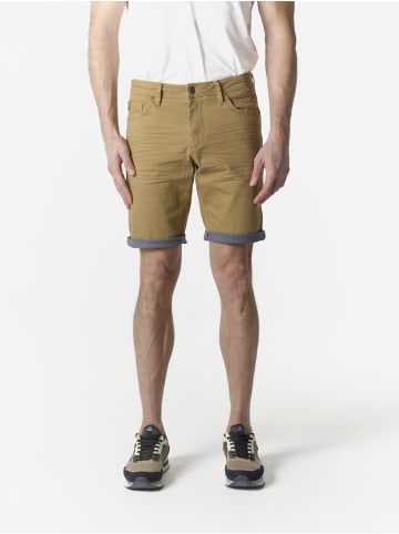 KOROSHI Beschichtete baumwolle kurze herrenjeans in beige