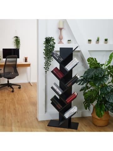 relaxdays Bücherregal in Schwarz - (B)51 x (H)138 x (T)25 cm