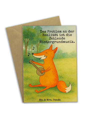 Mr. & Mrs. Panda Klappkarte Fuchs Gitarre Design mit Spruch in Weiß