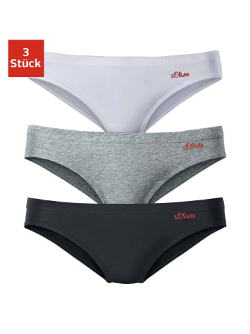 S. Oliver Bikinislip in grau, schwarz, weiß