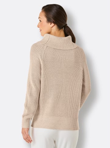 creation L Viskose-Merino-Pullover in beige-champagner-meliert
