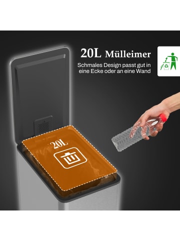 HOMCOM Mülleimer in Silber 21,5L x 37,2B x 57H cm