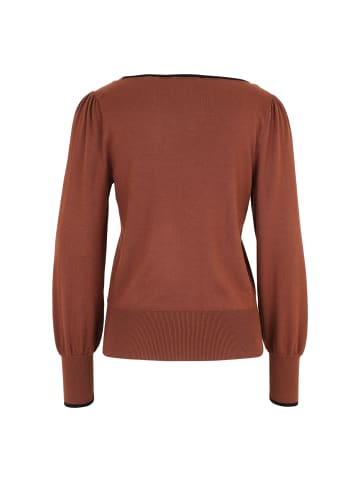 Zero  Feinstrickpullover mit Kontrastpaspel in Patch BrownBlack