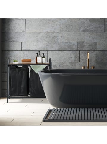 relaxdays Wäschekorbregal in Schwarz/ Braun - (B)73 x (H)72 x (T)33 cm