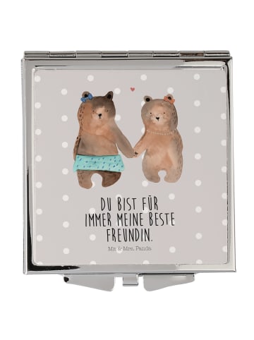 Mr. & Mrs. Panda Schminkspiegel Bär Freundin mit Spruch in Grau Pastell